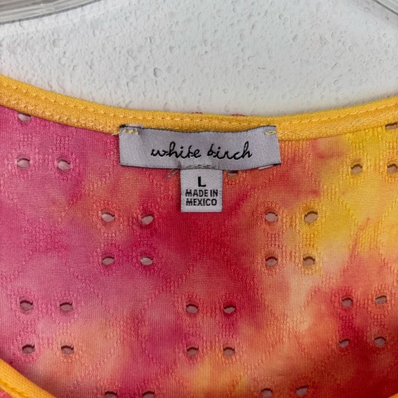 White Birch Yellow and Red Tie-Dye Blouse - Picture 3 of 8